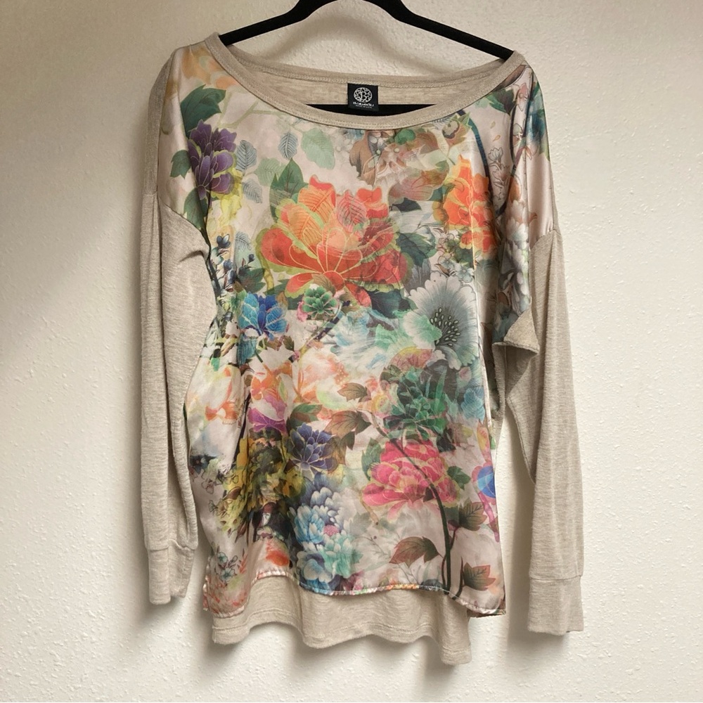 Bobeau Women’s Beige Floral Top Size L - Picture 1 of 11